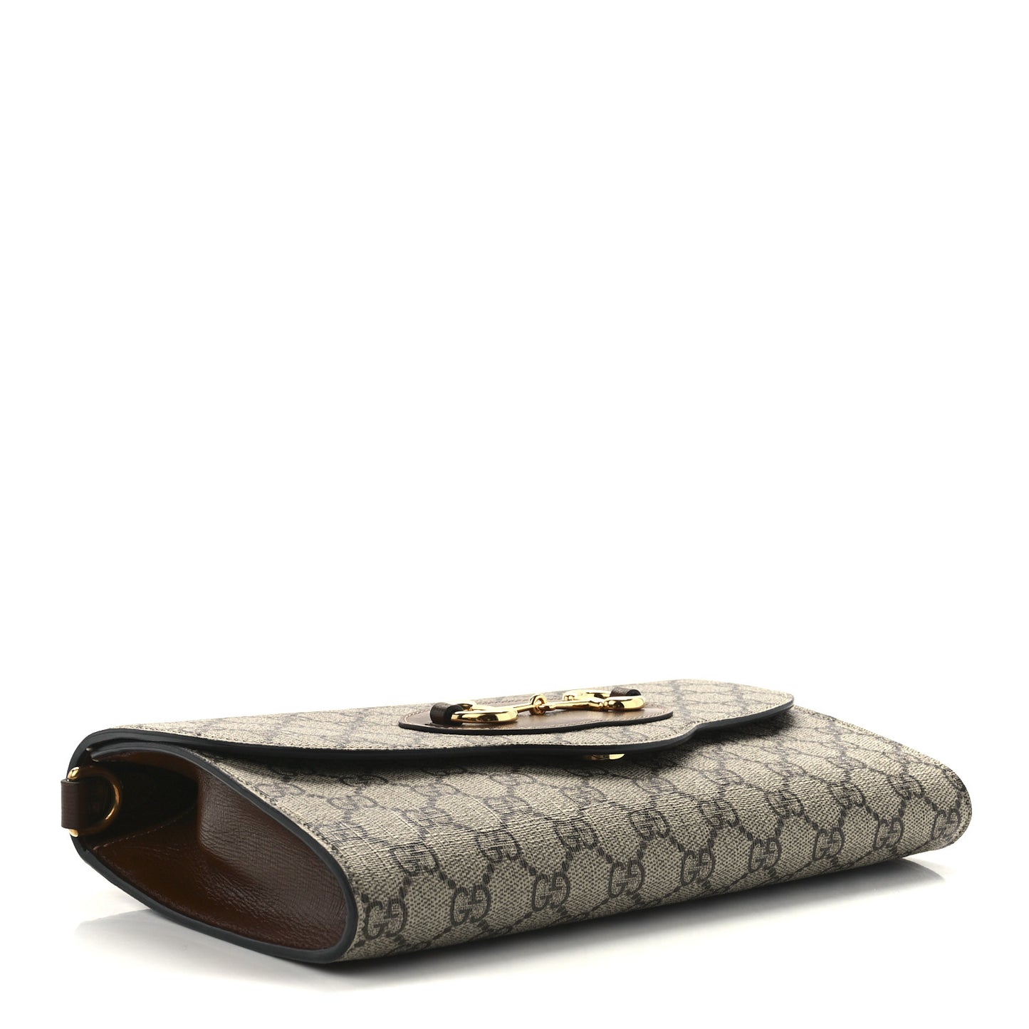 GG Supreme Monogram Azalea Calfskin Web Small Horsebit 1955 Crossbody Bag Beige Ebony Brown Sugar