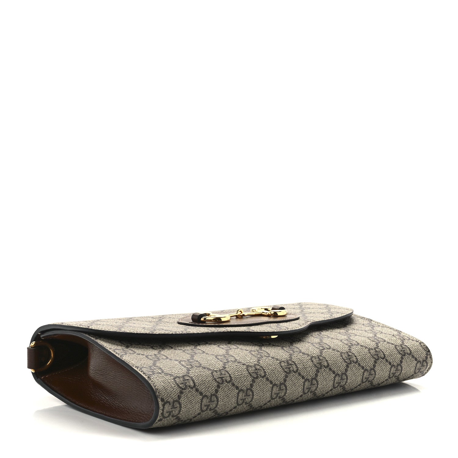 Gucci GG Supreme Monogram Azalea Calfskin Web Small Horsebit 1955 Crossbody Bag Beige Ebony Brown Sugar 4 of 12