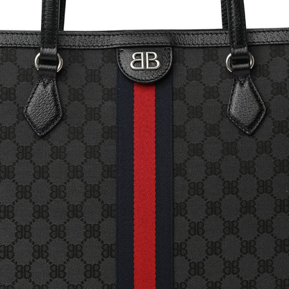 Gucci X BALENCIAGA BB Monogram Web Medium Ophidia Shopping Tote Black 8 of 10