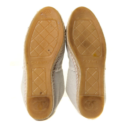 Chanel Canvas Velvet CC Espadrilles 35 Beige Black 5 of 7