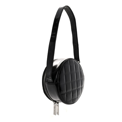 Chanel Patent Quilted CC Chocolate Bar Round Shoulder Bag Black 3 of 13