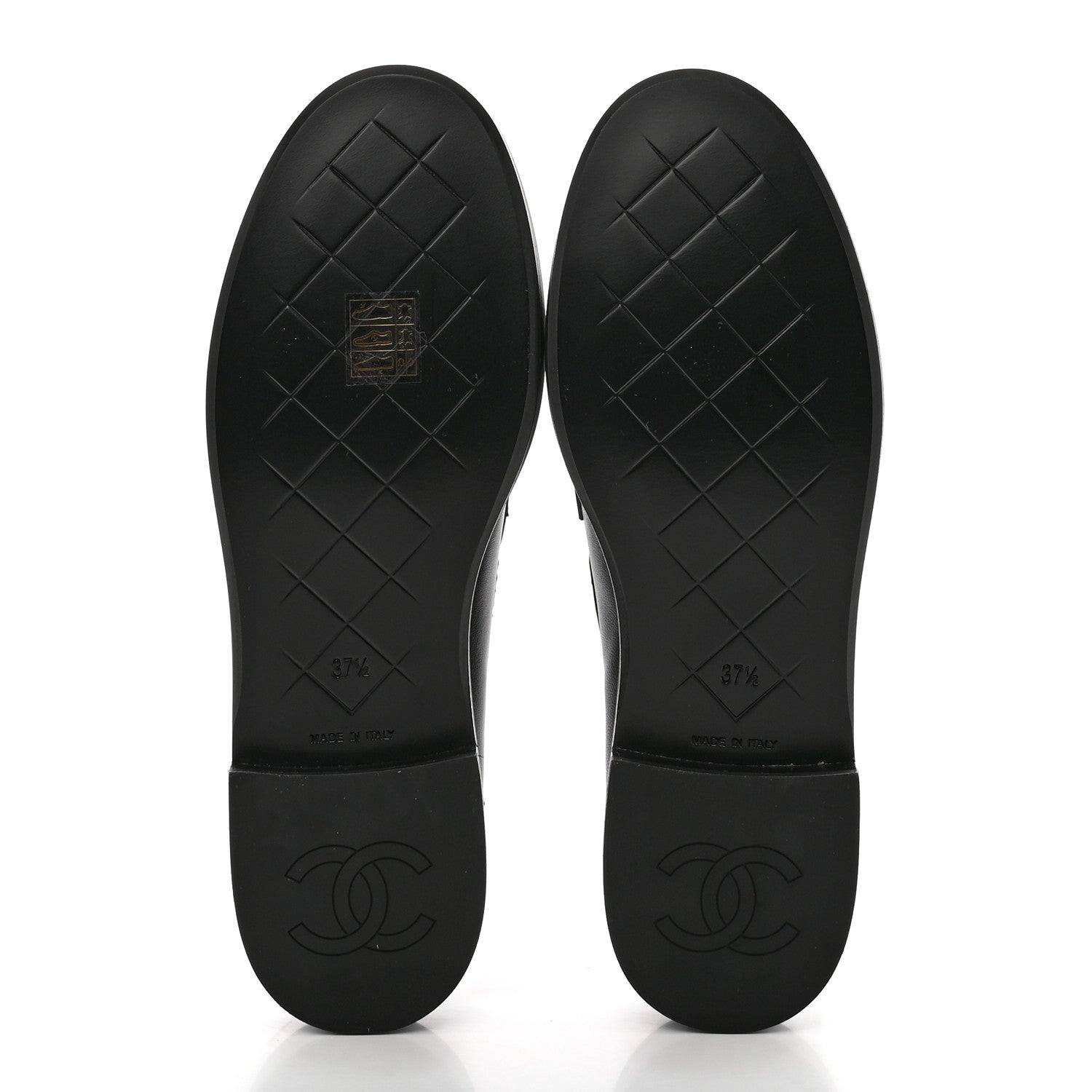 Chanel Lambskin Quilted CC Turnlock Loafers 37.5 Black 6 of 10