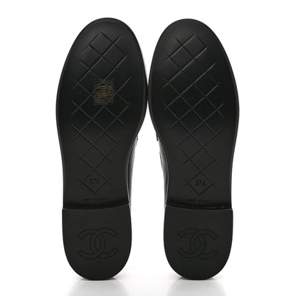 Chanel Lambskin Quilted CC Turnlock Loafers 37.5 Black 6 of 10