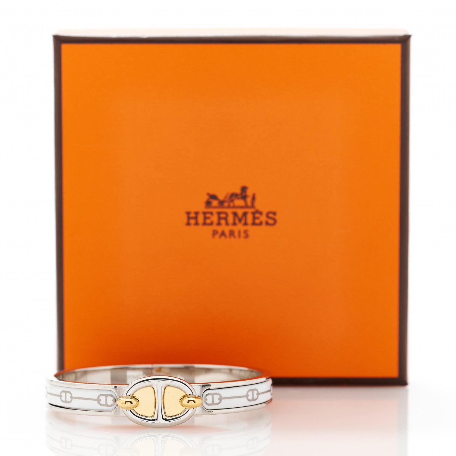 Hermes Enamel Mini Farandole Clic Chaine D'Ancre Bracelet Platine White 6 of 6