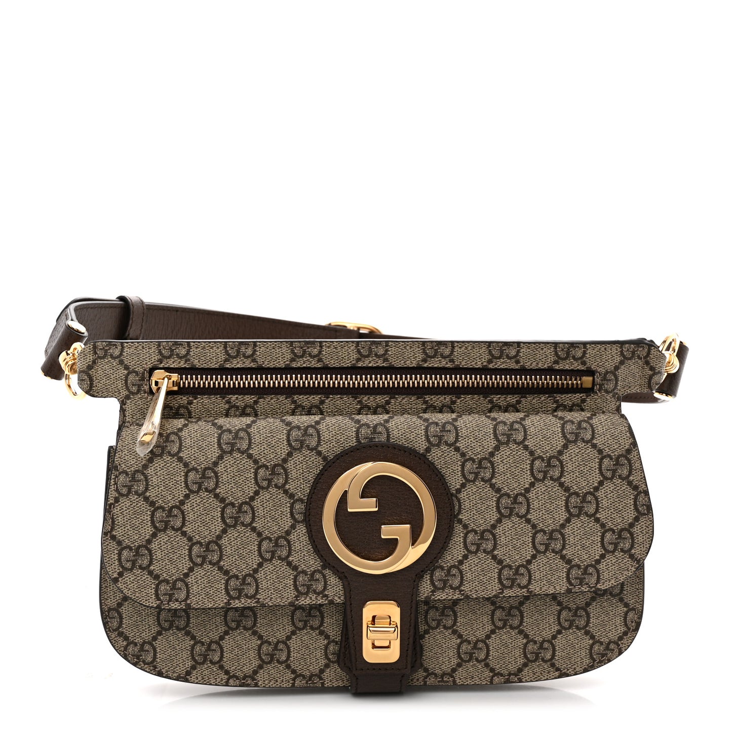 GG Supreme Monogram Textured Dollar Calfskin Blondie Belt Bag  Beige Ebony New Acero