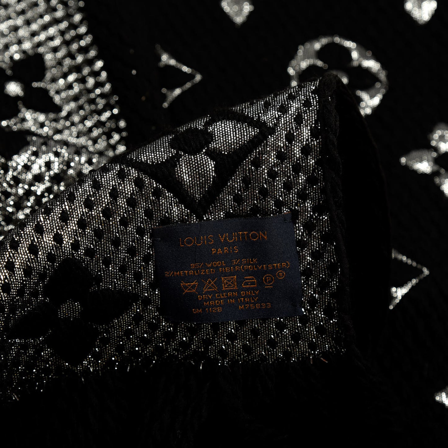 Wool Silk Logomania Shine Scarf Black