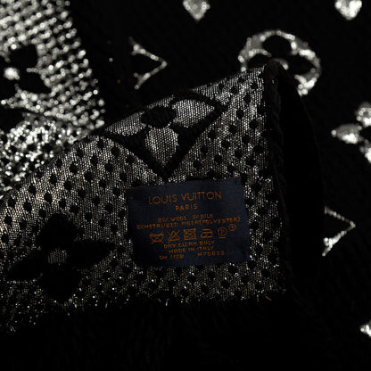 Louis Vuitton Wool Silk Logomania Shine Scarf Black 3 of 3