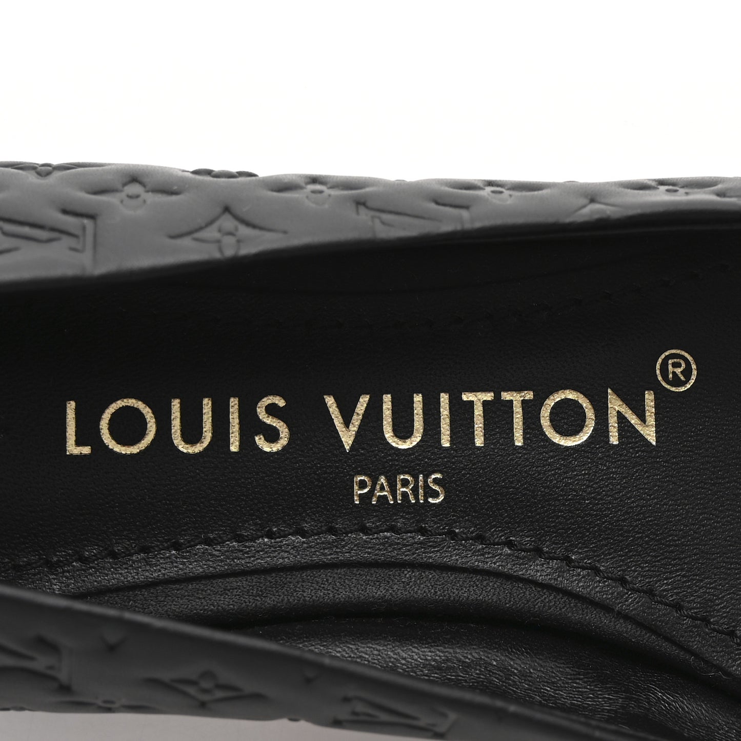 Calfskin Monogram Embossed Nina Ballerina Flats 36 Black