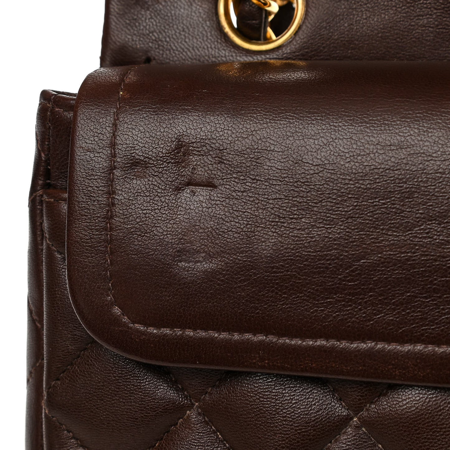 Lambskin Quilted Small Double Flap Dark Brown
