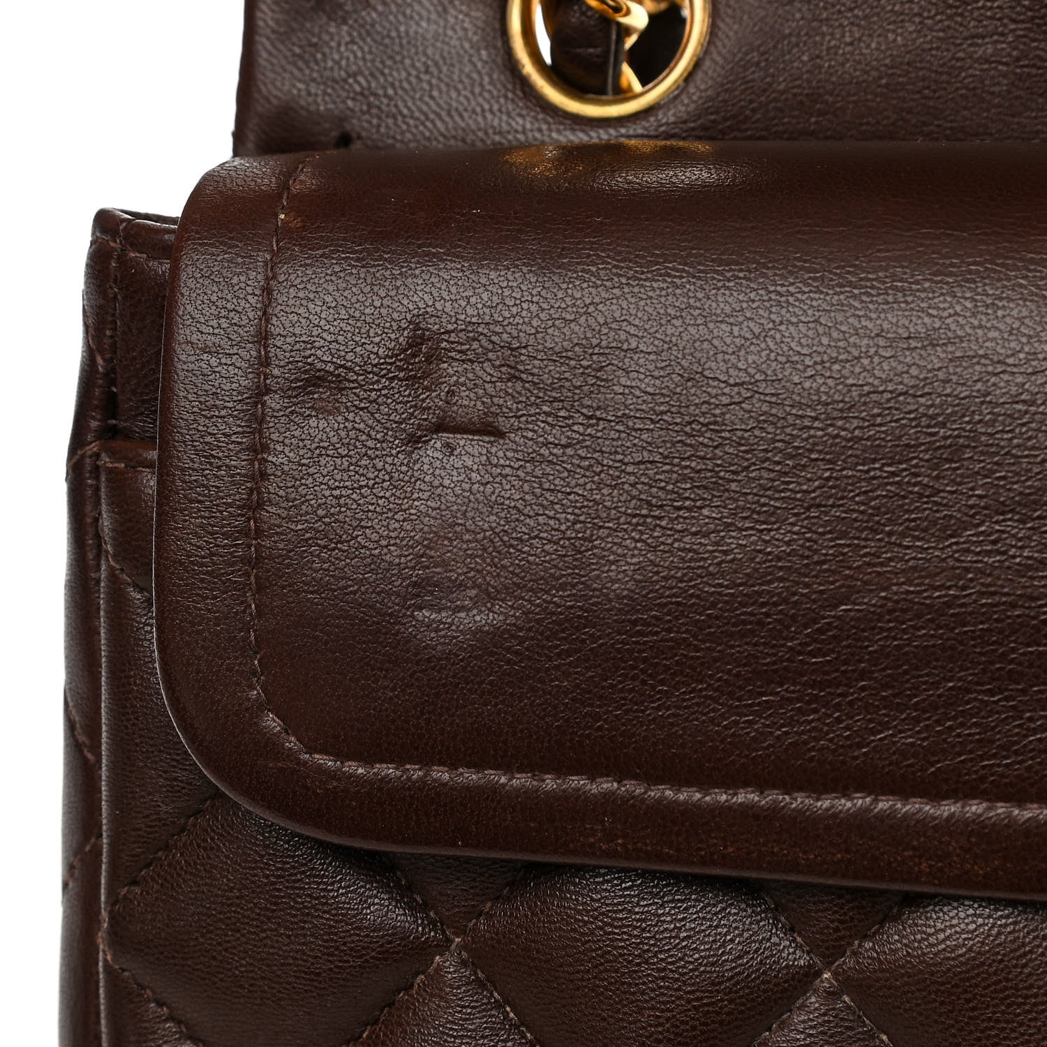 Chanel Lambskin Quilted Small Double Flap Dark Brown 13 of 17