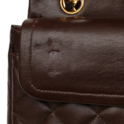 Chanel Lambskin Quilted Small Double Flap Dark Brown 13 of 17