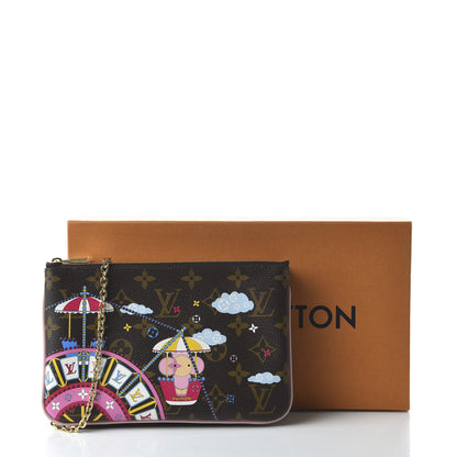 Louis Vuitton Monogram 2020 Christmas Animation Big Wheel Double Zip Pochette Rose Ballerine 10 of 10