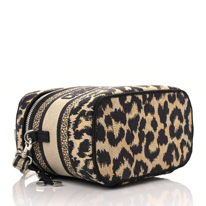 Christian Dior Canvas Mizza Embroidered Small Leopard Travel Vanity Case Beige 4 of 10