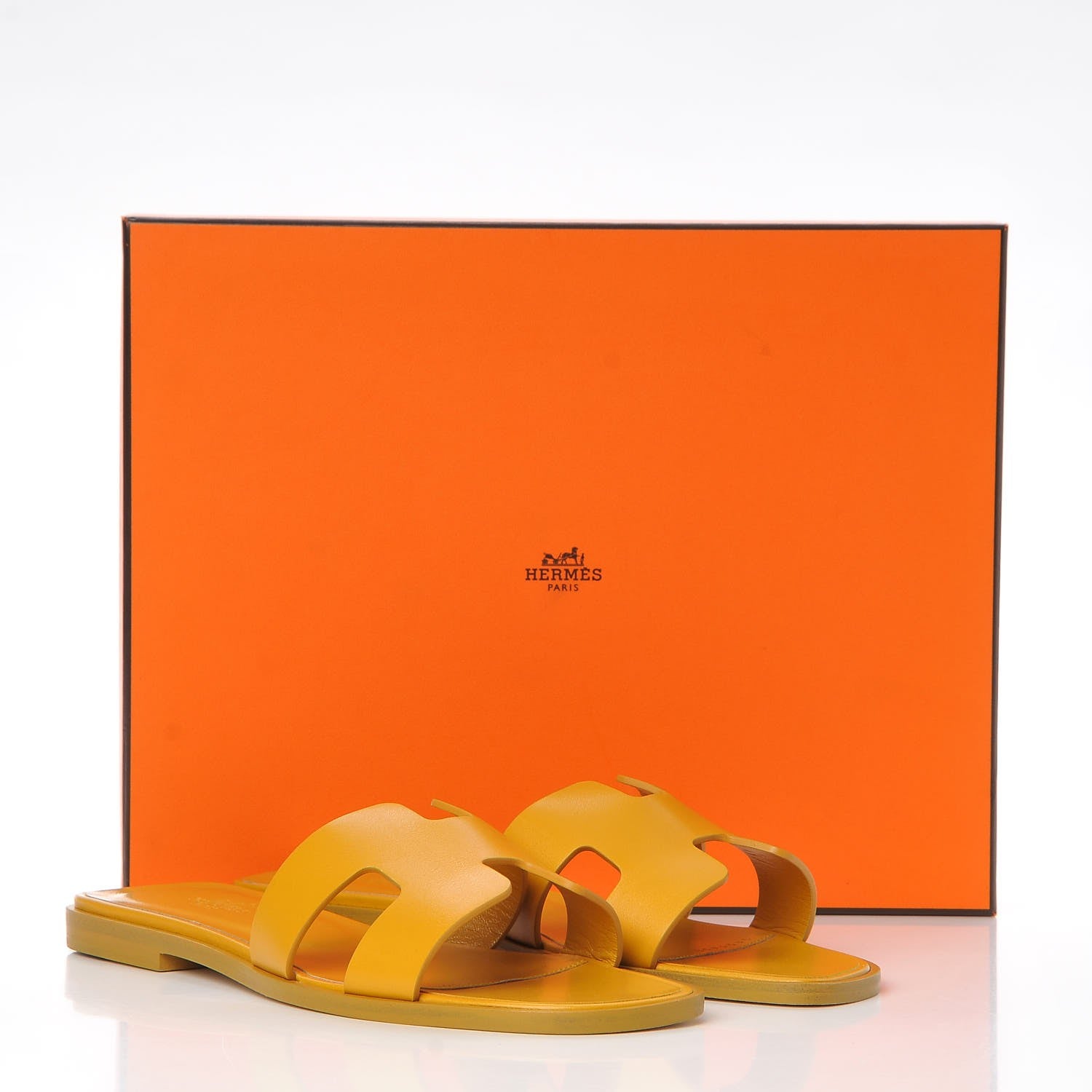 Hermes Calfskin Oran Sandals 37 Ocre Jaune 10 of 10