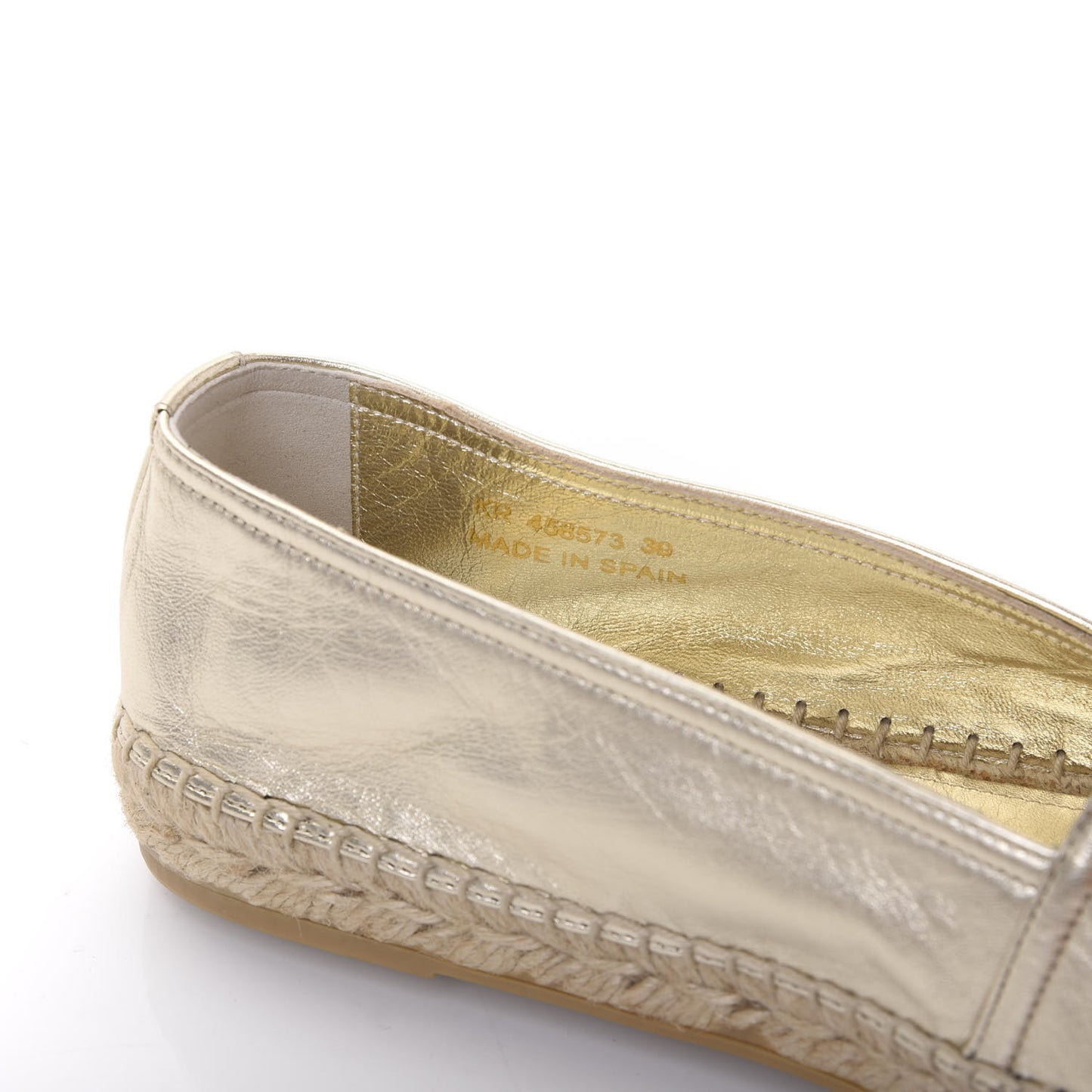 Metallic Lambskin Monogram Espadrilles 39 Gold