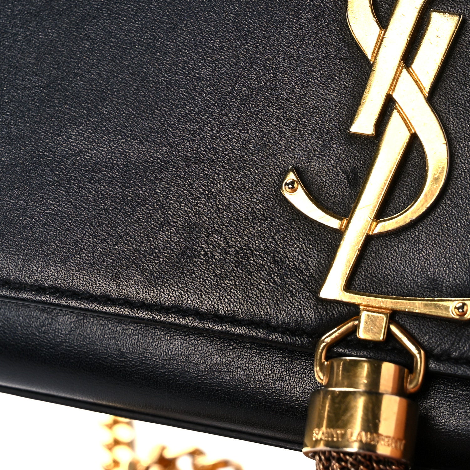 Saint Laurent Calfskin Small Classic Monogram Kate Tassel Satchel Black 10 of 17