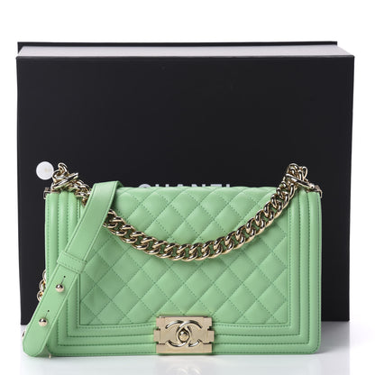 Chanel Calfskin Quilted Medium Boy Flap Green 11 of 11