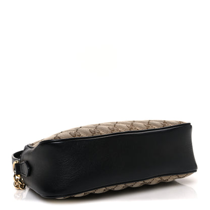 Gucci Monogram Matelasse Diagonal Small GG Marmont Chain Shoulder Bag Beige Black 4 of 10