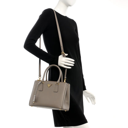 Prada Saffiano Small Galleria Double Zip Tote Argilla 2 of 9