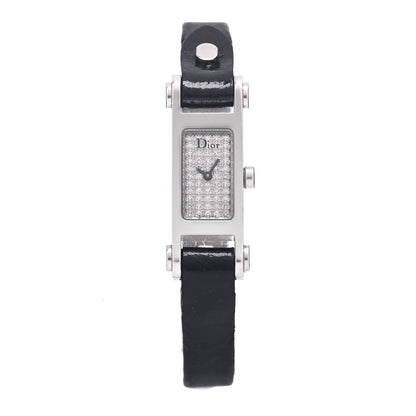 Christian Dior Stainless Steel Calfskin Diamond 12mm Dior66 Quartz Watch Black 1 of 5
