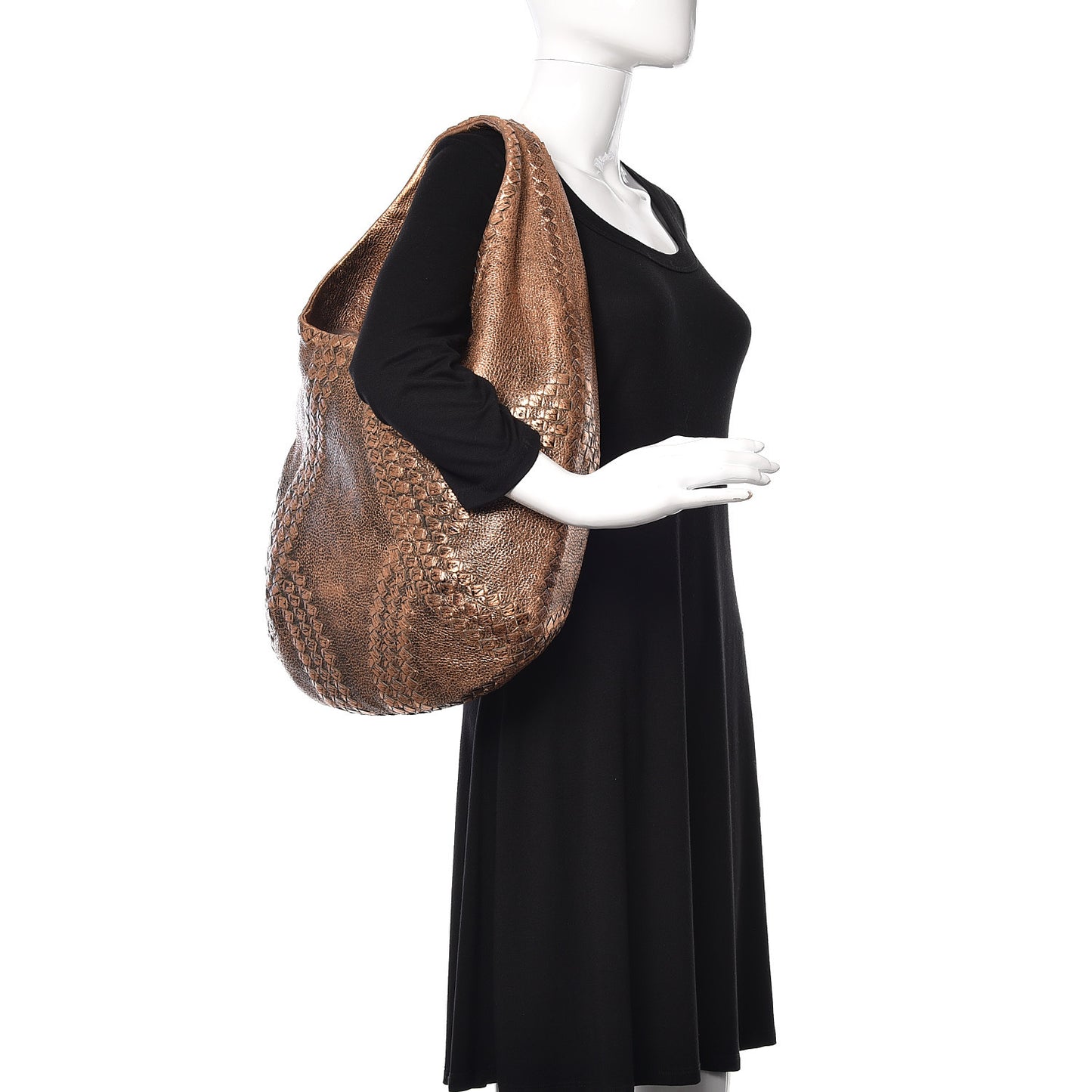 Metallic Cervo Deerskin Large Hobo Rame Ossidato