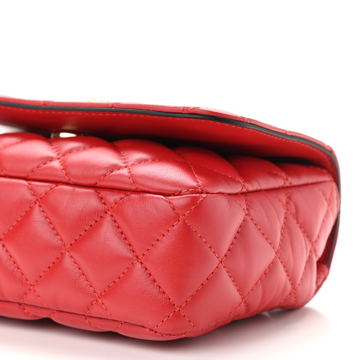Nappa Quilted Small Medusa Chain Crossbody Red