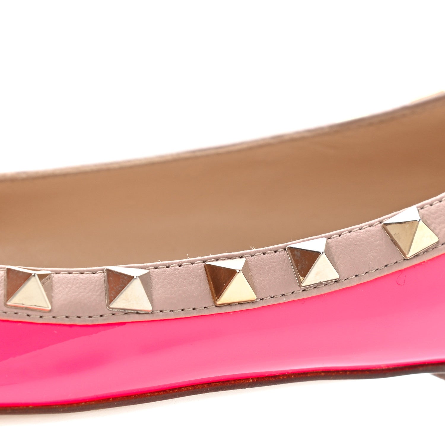 Valentino Garavani Patent Nappa Rockstud Ballerina Flats 37 Fuxia Fluo Poudre 4 of 9