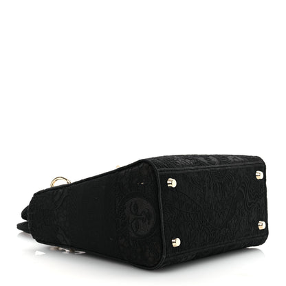 Christian Dior Canvas Embroidered Toile de Jouy Soleil Medium Lady D-Lite Black 3 of 11