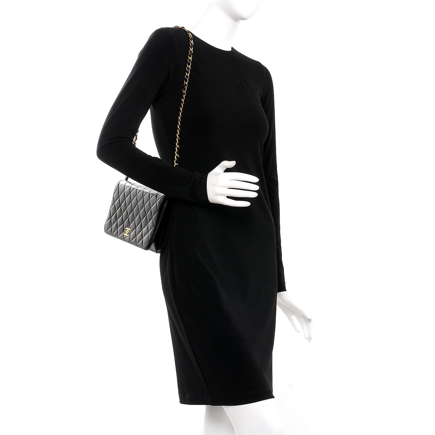 Lambskin Quilted Small Single Flap Black