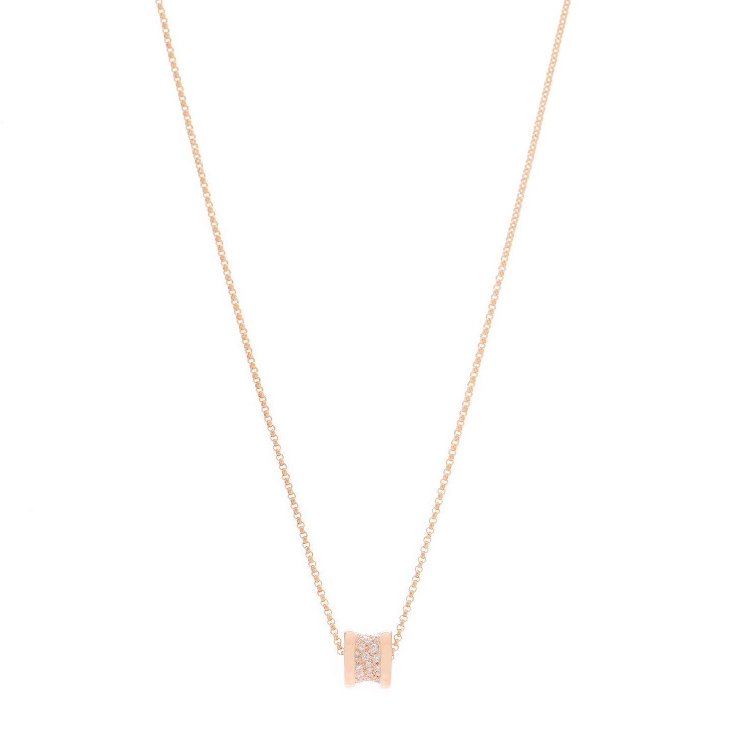 18K Rose Gold Diamond Small B.Zero1 Pave Pendant Necklace