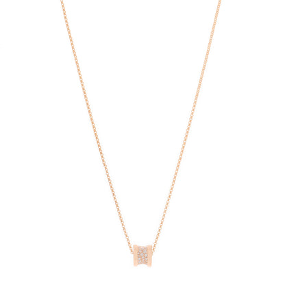 Bulgari 18K Rose Gold Diamond Small B.Zero1 Pave Pendant Necklace 1 of 3