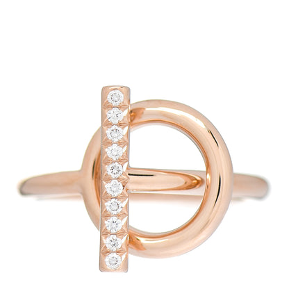 Hermes 18K Rose Gold Diamond PM Echappee Ring 50 5.25 1 of 6