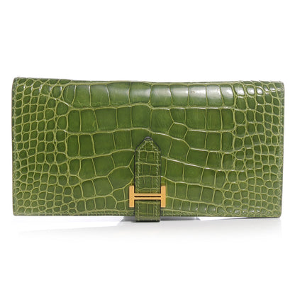 Hermes Alligator Bearn H Wallet Vert Benghal 1 of 8