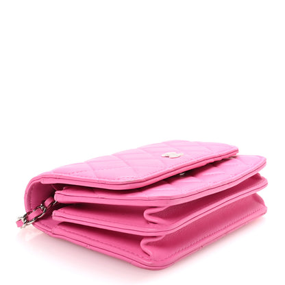 Chanel Lambskin Quilted Mini Wallet On Chain WOC Pink 7 of 21