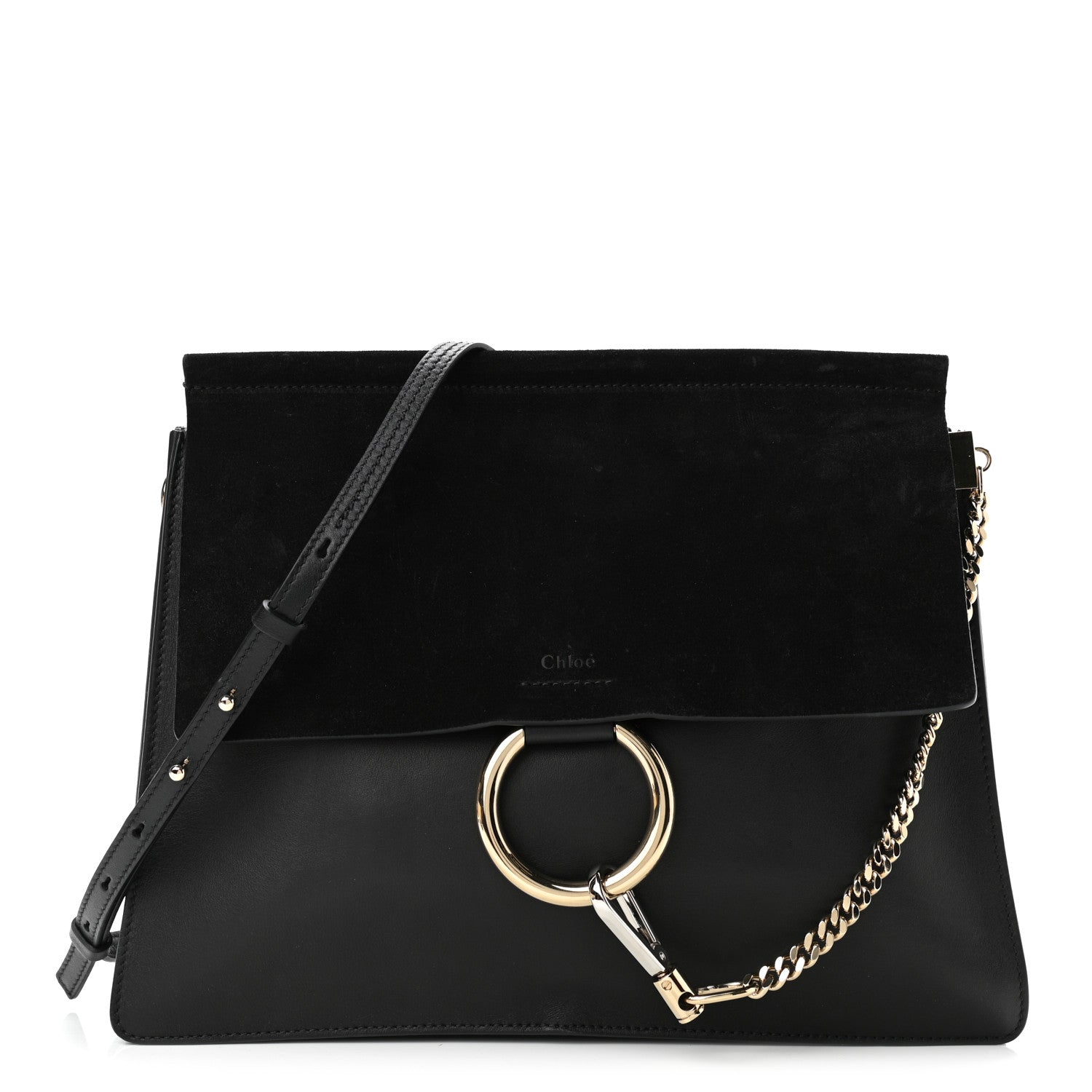 Chloe Suede Calfskin Medium Faye Shoulder Bag Black 1 of 12