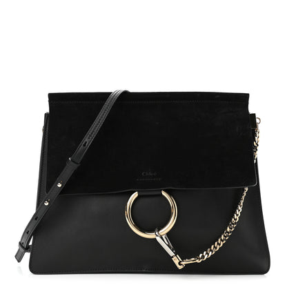 Chloe Suede Calfskin Medium Faye Shoulder Bag Black 1 of 12
