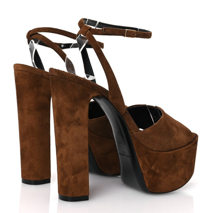 Saint Laurent Suede Jodie 95 Tanouk Platform Sandals 36.5 Land 4 of 12