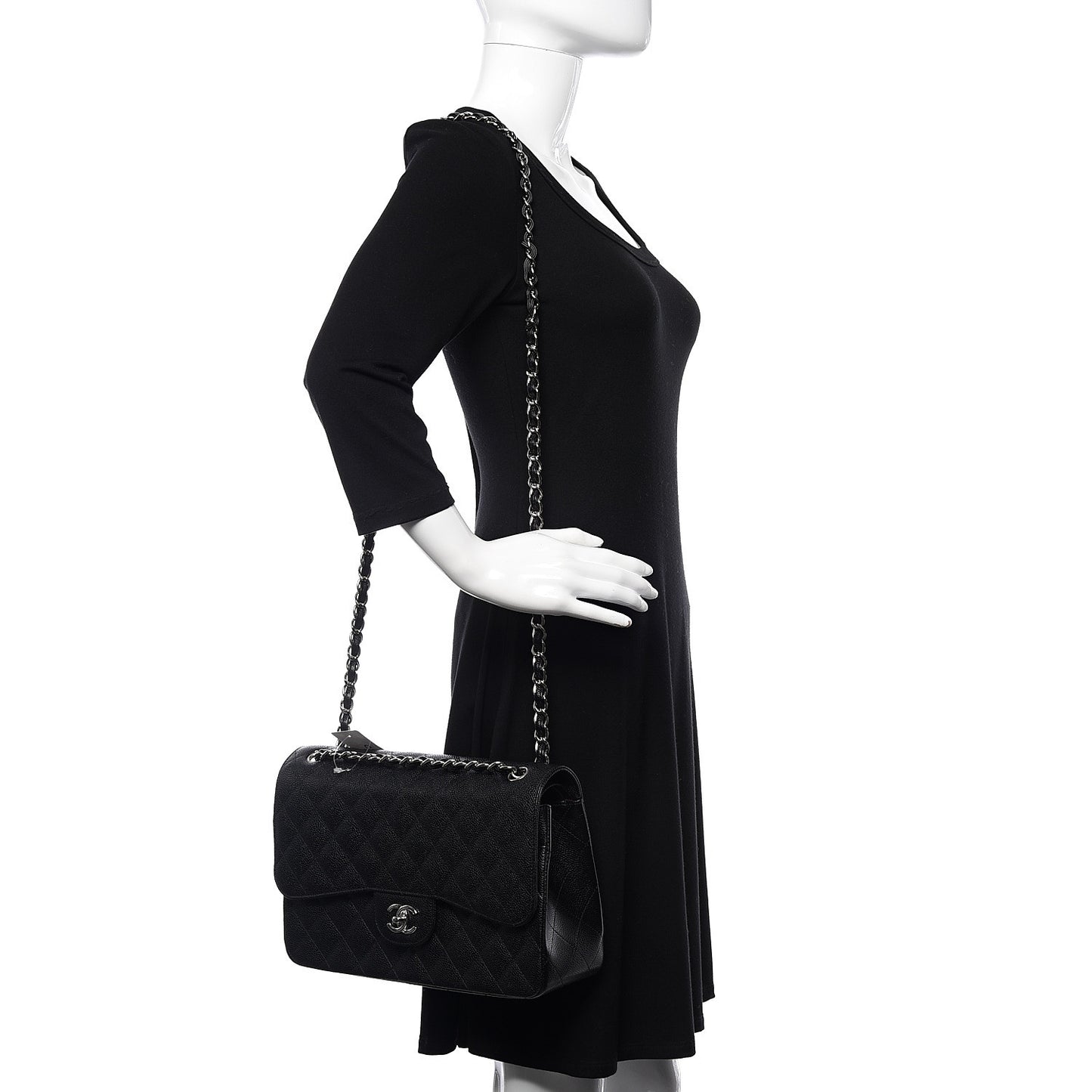 Caviar Quilted Jumbo Double Flap Black