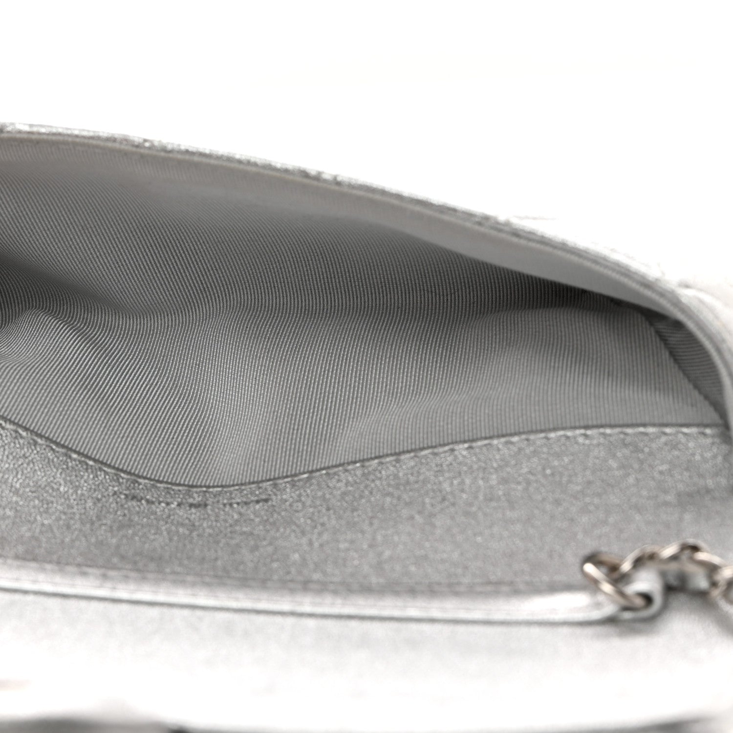 Chanel Metallic Lambskin Quilted Glasses Case With Chain Silver 5 of 11