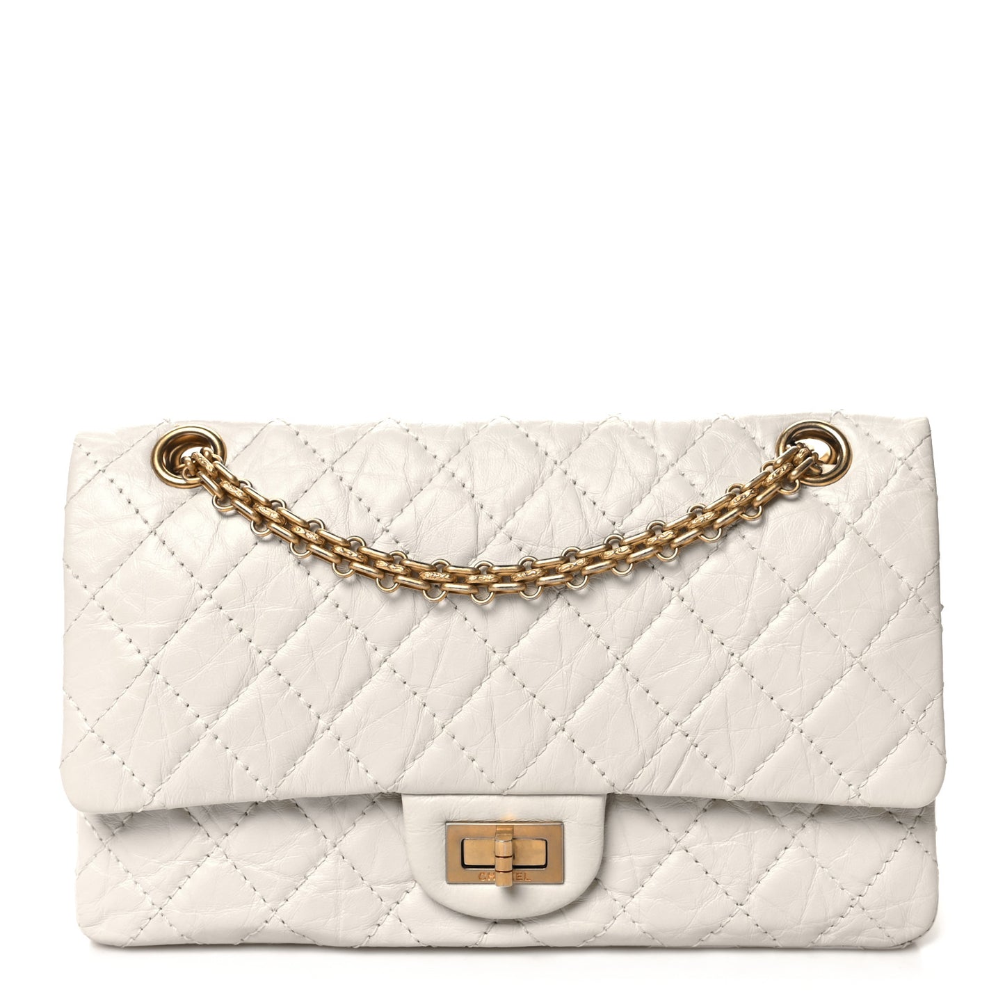 Aged Calfskin Quilted 2.55 Reissue 225 Flap White