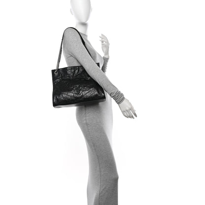 Saint Laurent Crinkled Calfskin Matelasse Monogram Medium Niki Shopper Tote Black 2 of 10
