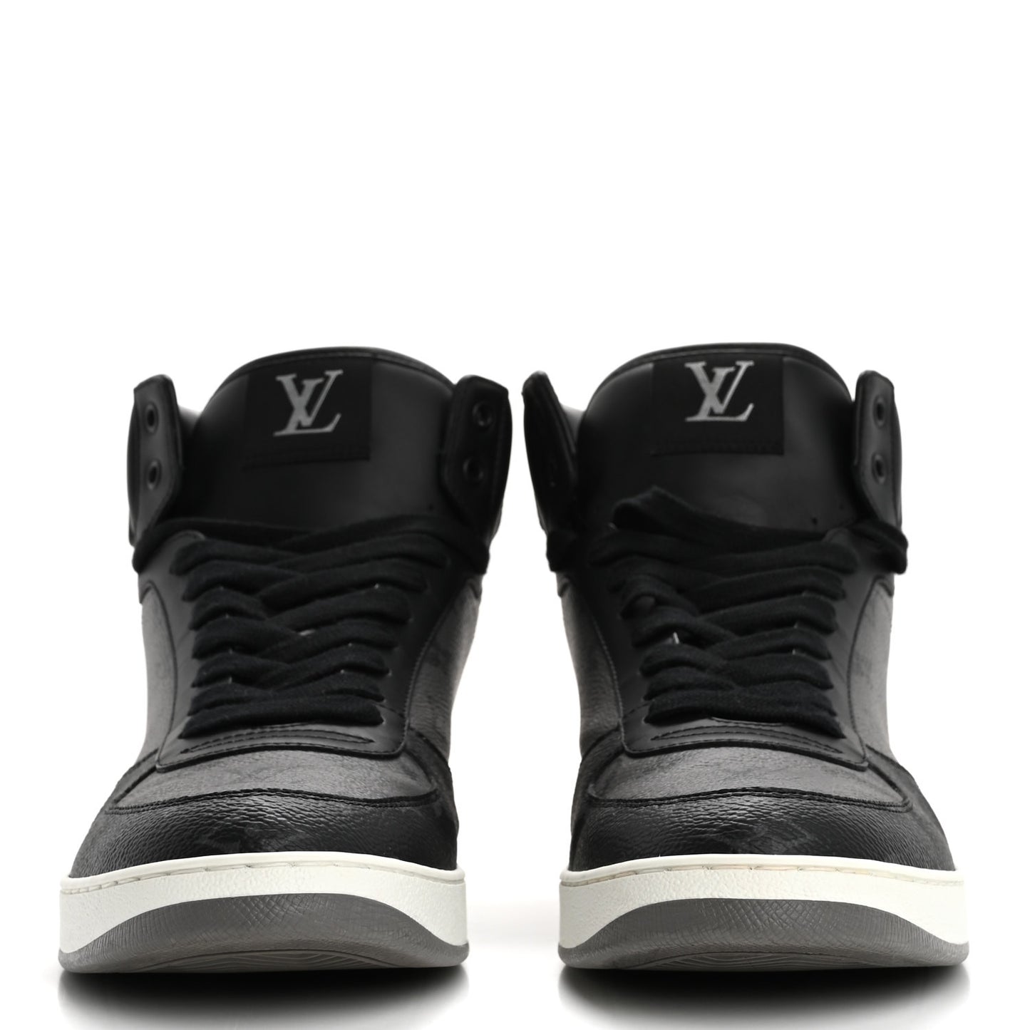Calfskin Monogram Eclipse Mens Rivoli High Top Sneakers 9 Black Grey
