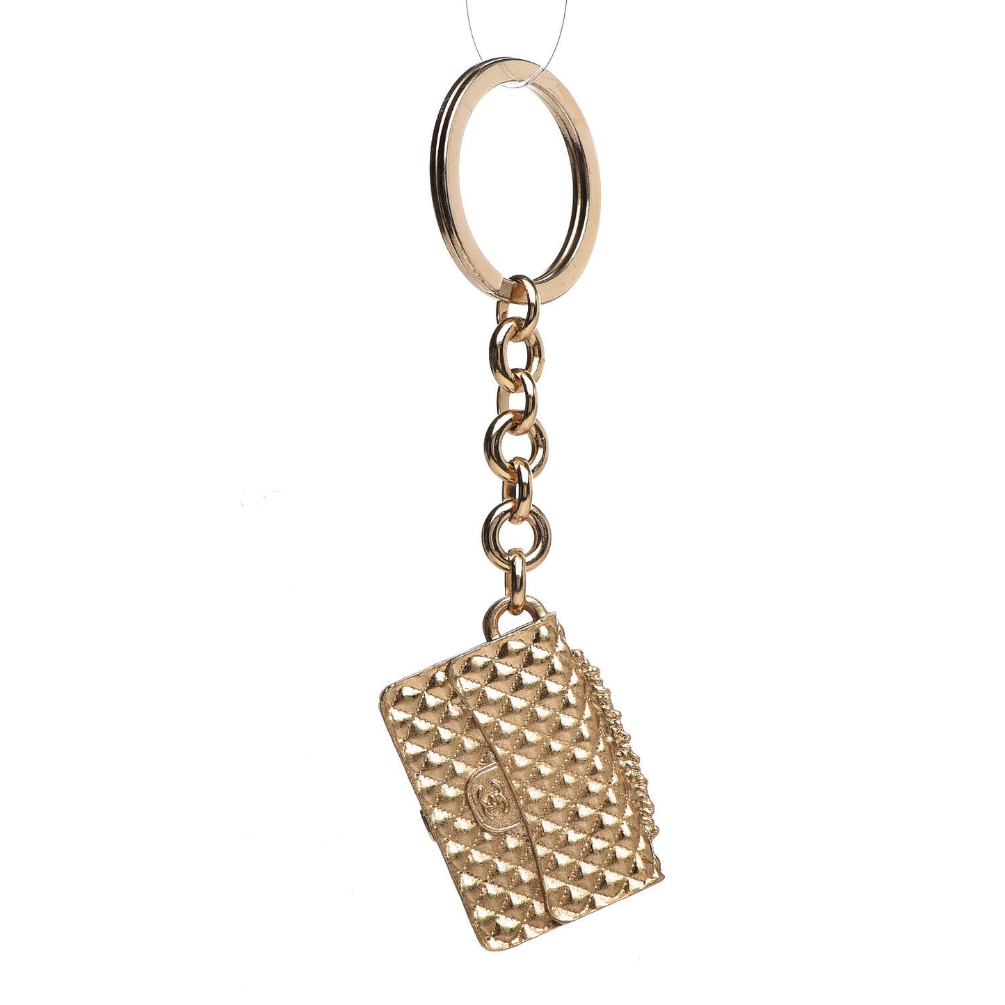 Quilted Flap Keychain Gold