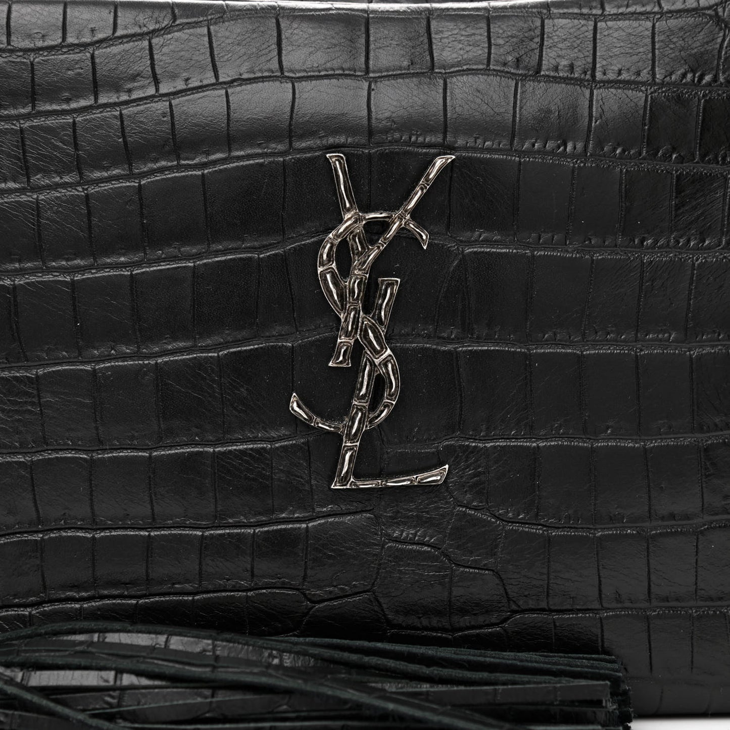 Calfskin Crocodile Embossed Monogram Lou Camera Bag Black