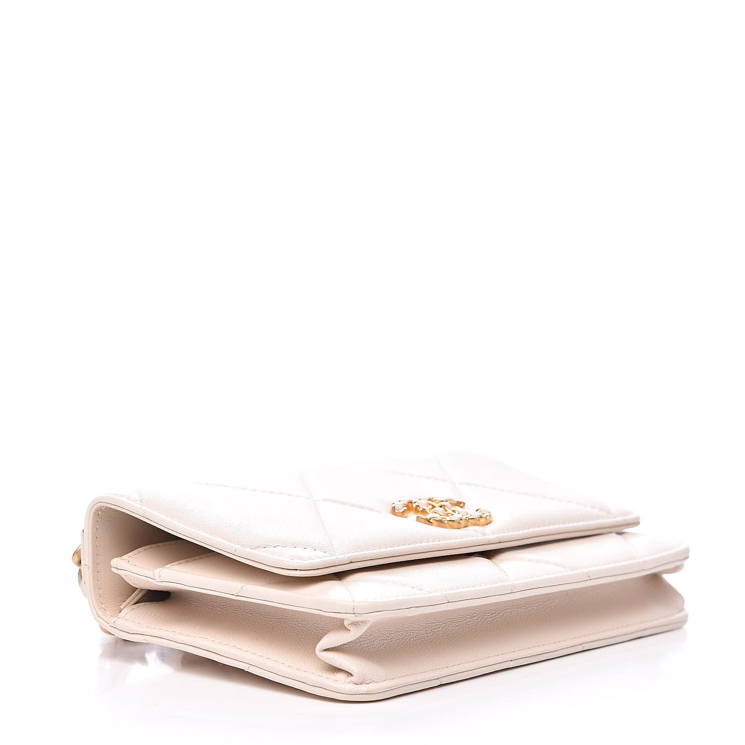 Chanel Goatskin Quilted 19 Wallet On Chain WOC Light Beige 4 of 12