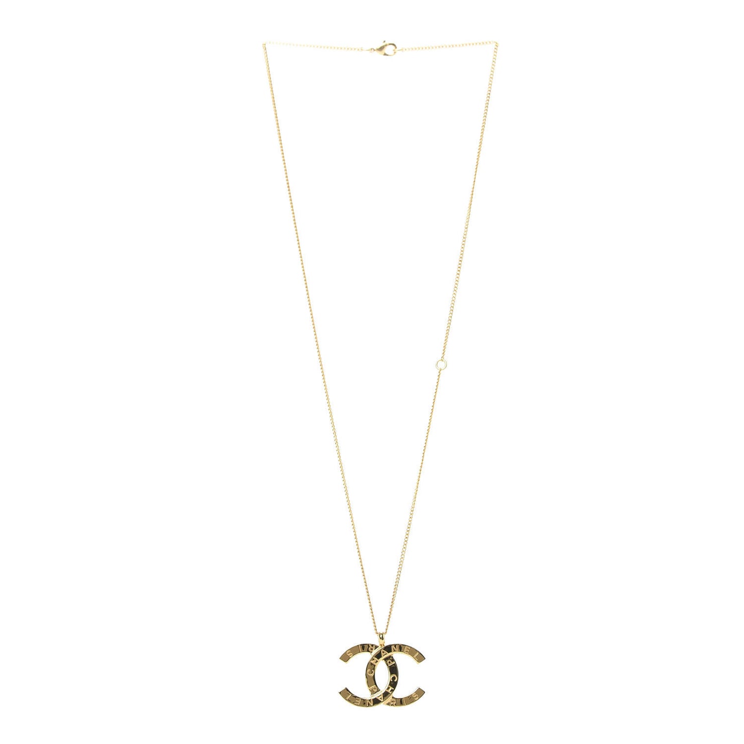 Metal CC Paris Button Necklace Gold
