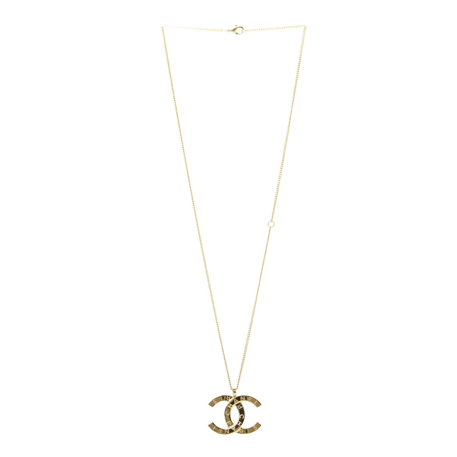 Chanel Metal CC Paris Button Necklace Gold 3 of 5