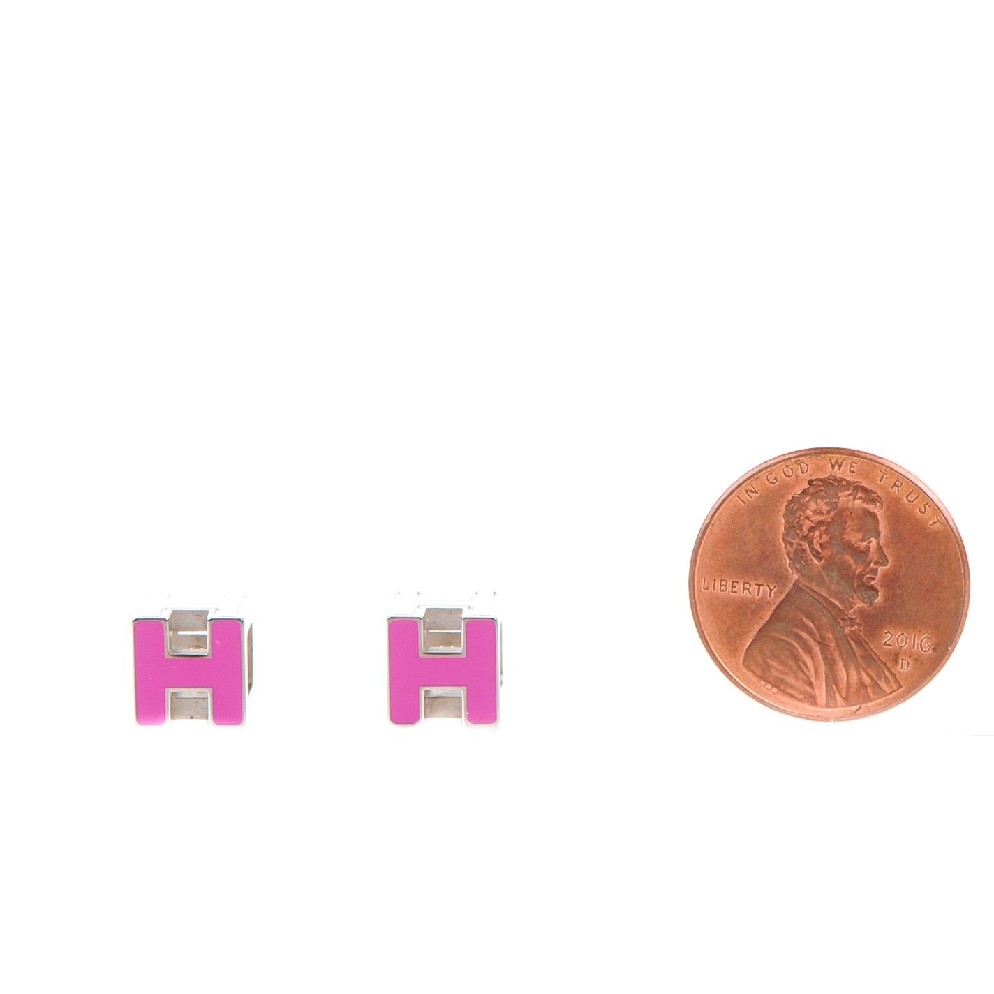 Hermes Palladium Lacquered Cage d'H Earrings Rose Indien 2 of 5