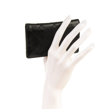 Chanel Calfskin Diamond Stitched Card Holder Wallet Black 2 of 7