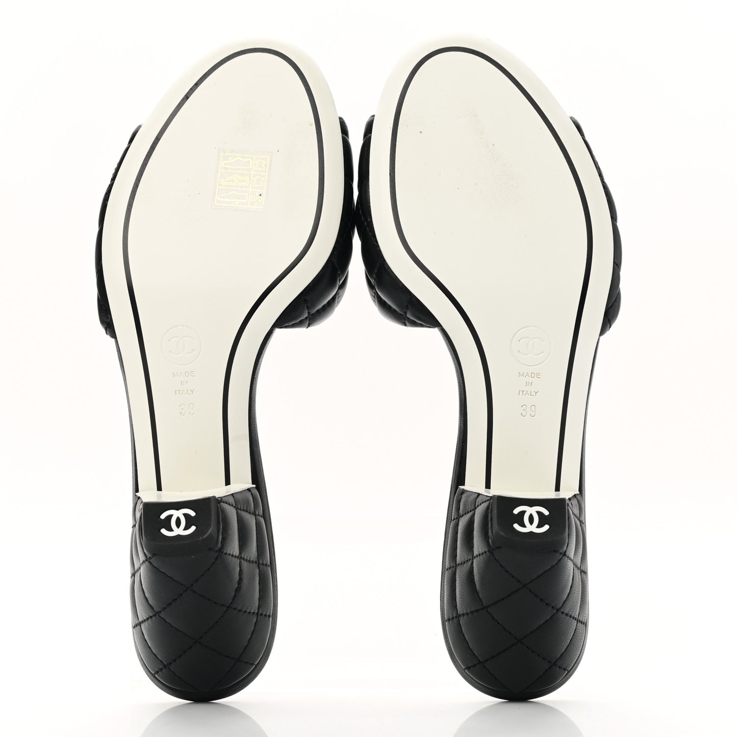 Lambskin Quilted Textured CC Mules 39 Black